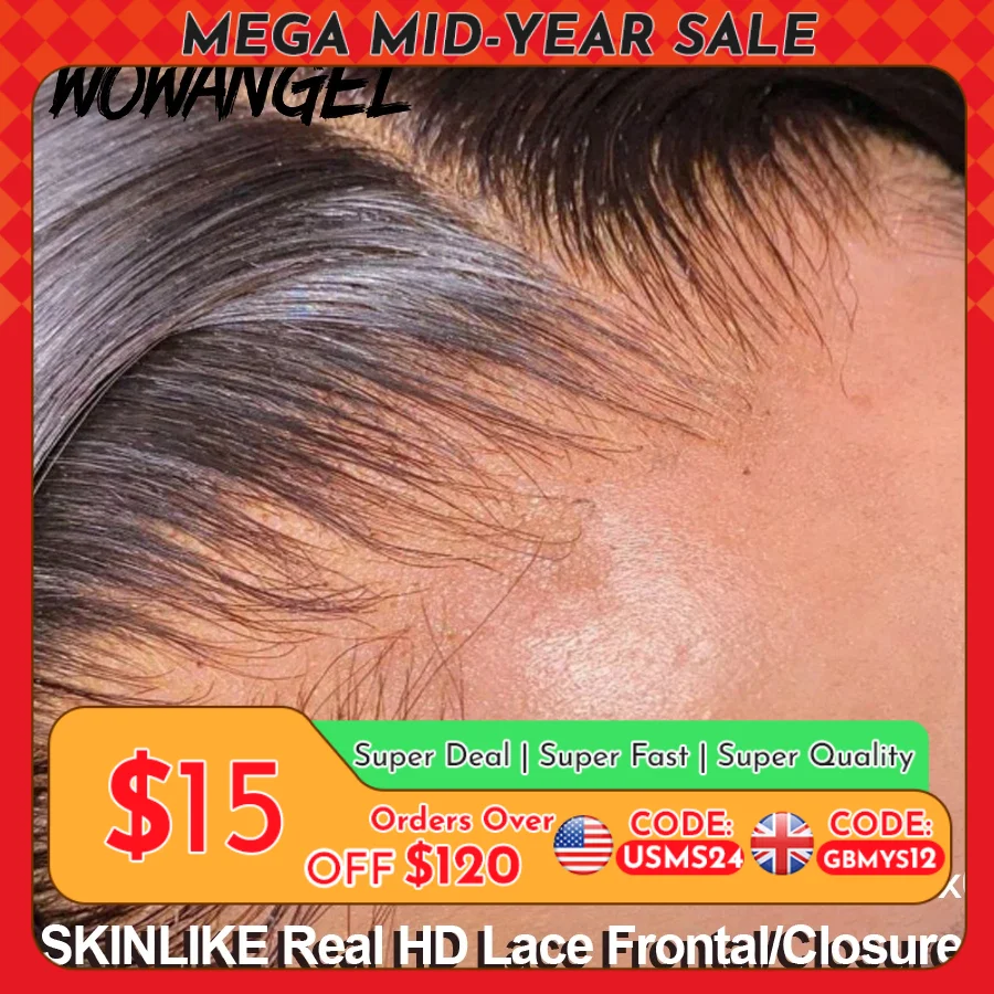 Wow anjo hd renda 5x5 6x6 13x4 13x6 hd renda frontal apenas pele derretida cabelo reto pré arrancado invisível hd fechamento de renda apenas