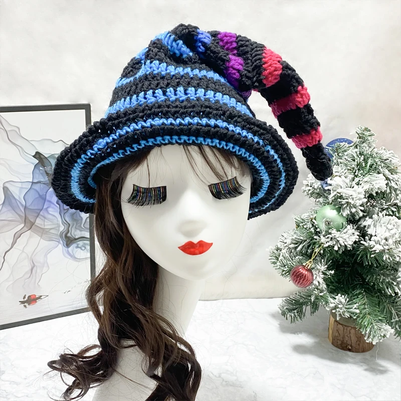 Women Hat Knitted Halloween Witch Hats  Party Costume Headgear Devil Cap  Props Festival  Decoration 할로윈