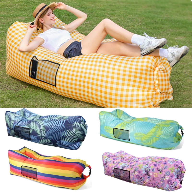 Outdoor Camping Inflatable Sofa Portable Inflatable Bed Music Festival Beach Resting Sofa Lounge Quick Inflatable Sleeping Bag