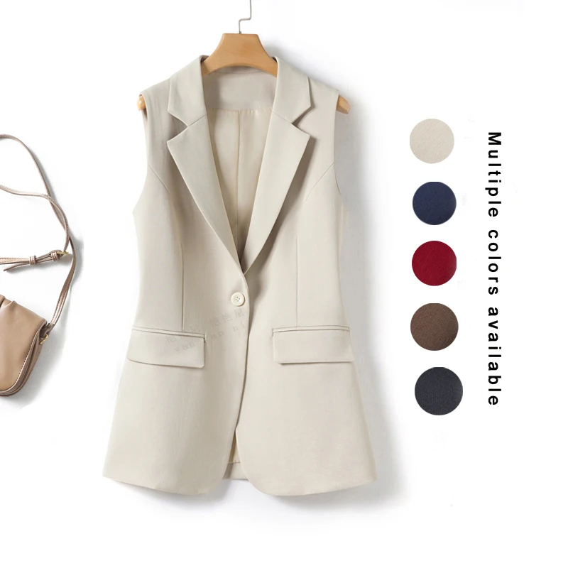 Simple and Elegant Women's Vest in a Suit Style, a One-Button Business Jacket for Spring and Autumn, Versatile and Slimming, Exuding Elegance