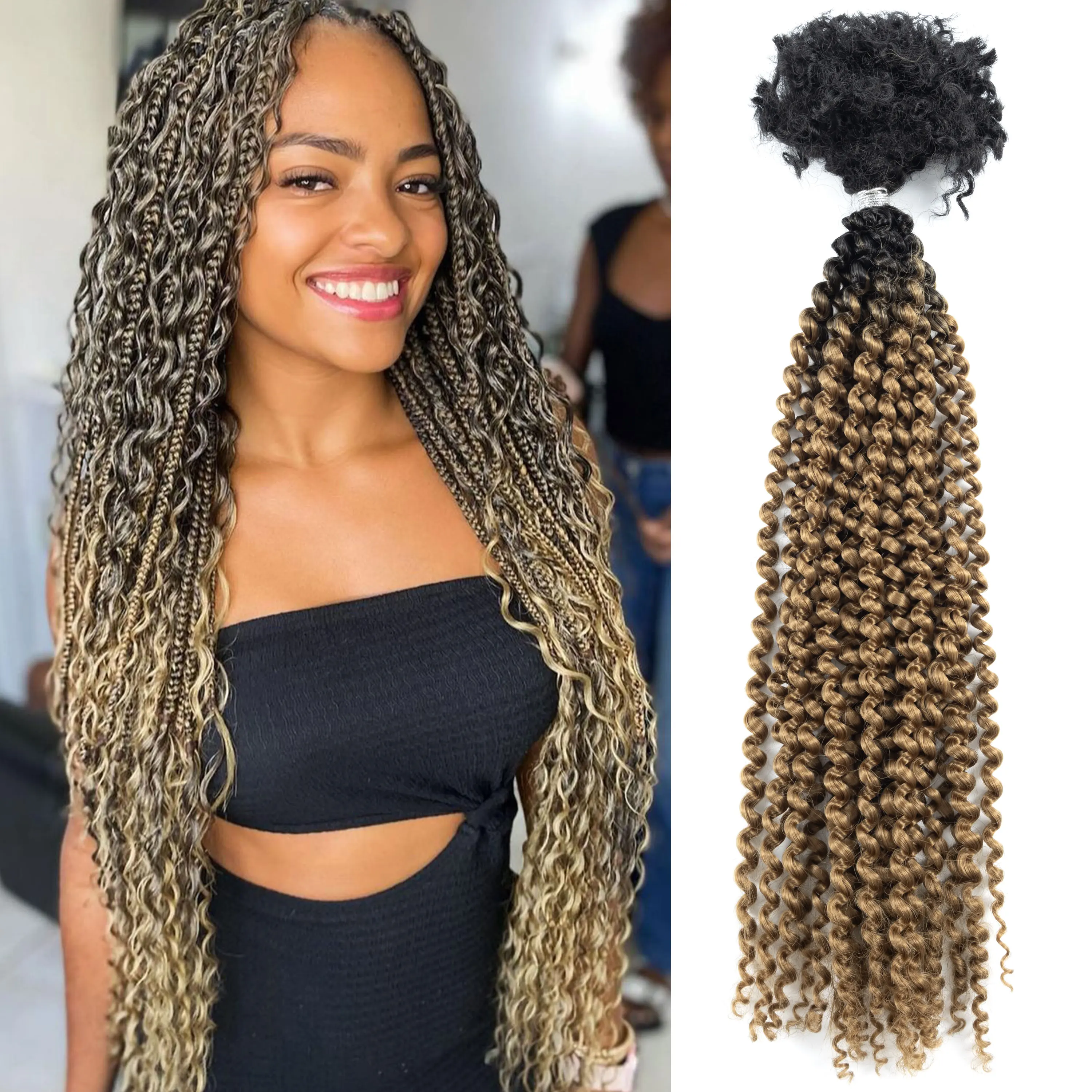 تسمية خاصة # T1B-27 أومبير اللون عذراء مزيج الشعر ملحقات الشعر الاصطناعي السائبة للمرأة السوداء