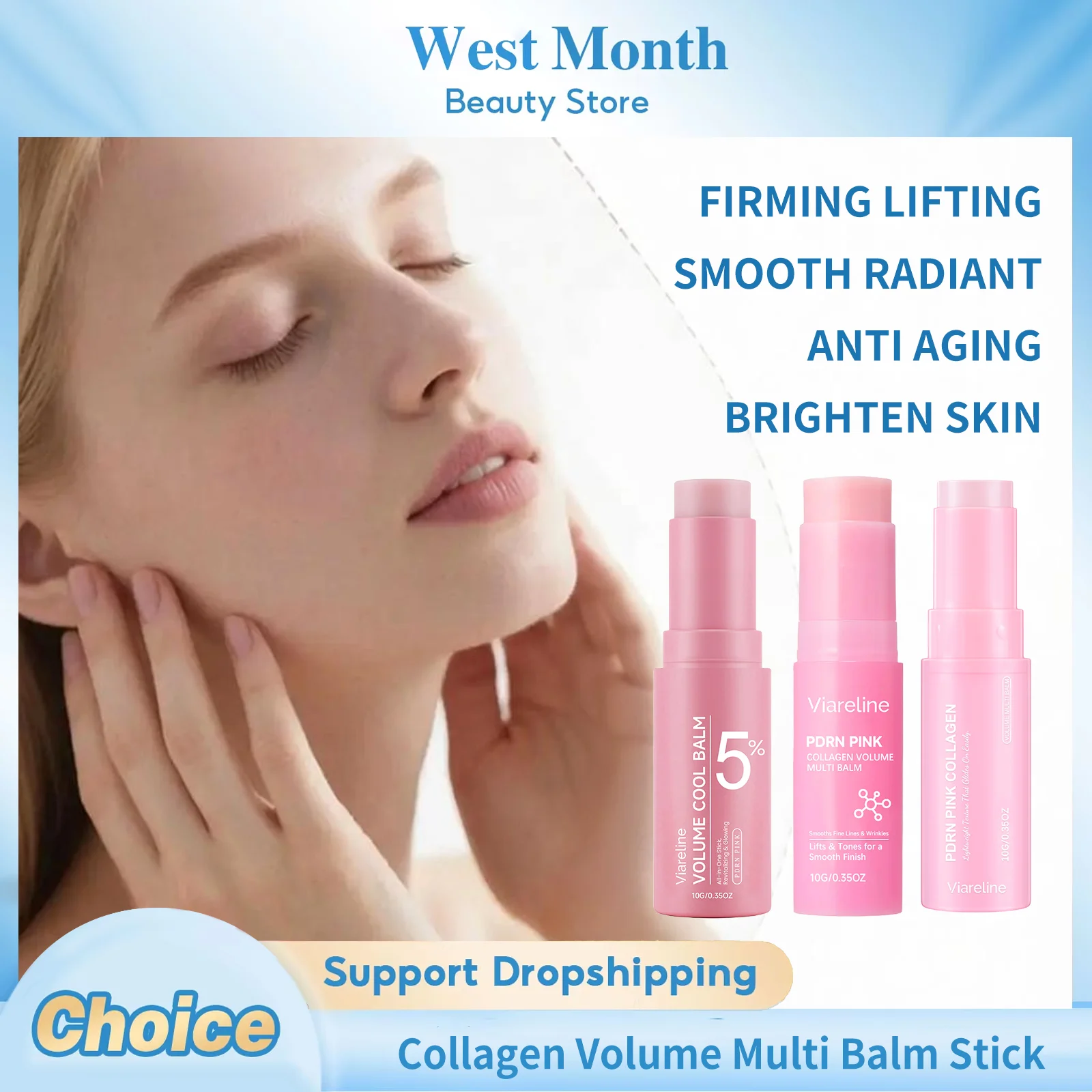 Pdrn Pink Collagen Volume Multi Balm Stick Deep Hydration Fade Fine Lines Increase Elasticity Plumping Moisturizing Skin Care