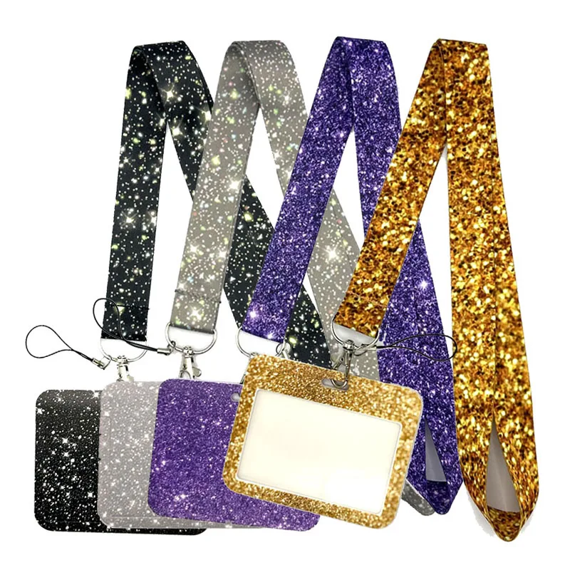 Flash Diamond shinning  Lanyard Keys Phone Holder Funny Neck Strap With Keyring ID Card DIY Animal webbings ribbons Hang Rope