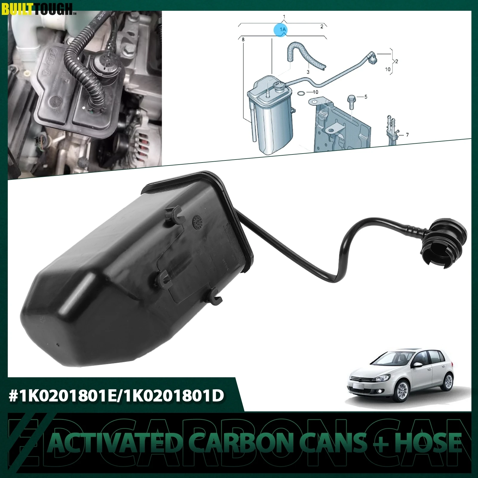 

Activated Carbon Canister Charcoal Can&Hose 1K0201801D 1K0201801E Arrives Automobiles For VW Golf Jetta Beetle Eos A3 TT Octavia