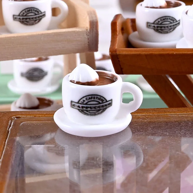 1/12 Scale Miniature Coffee Cup Set (10 pcs), Perfect Dollhouse Cafe Scene Enhancement and Pretend Play Accessory