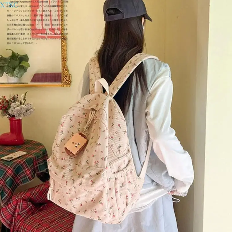 X7XC Styles giapponese zaino per adolescenti borse scolastica stampa fiore zaino daypacks per laptop