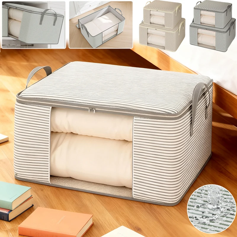 

Folding Handle Storage Bag with Window Waterproof Moisture Proof Clothes Quilt Organizing Bag Home Organizer Organizador Ropa