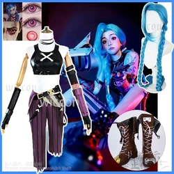 LoL Jinx Cosplay High Quality Costume Anime Game Sexy Uniform Top Pants Wig Shoes For Woman Girls Halloween Christmas Customized