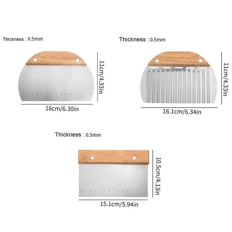 Stainless Steel Pastry Dough Scraper Bench Chopper Knife With Measuring Scale For Bread Sourdough Pizza Cake Baking Kitchen Tool