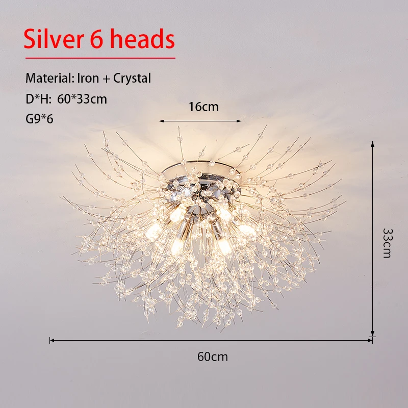 Paardebloem Kristallen Kroonluchter Scandinavische Moderne Woonkamer Eetkamer Slaapkamer Plafondlamp Kamerlicht Vuurbal Decoratief Licht