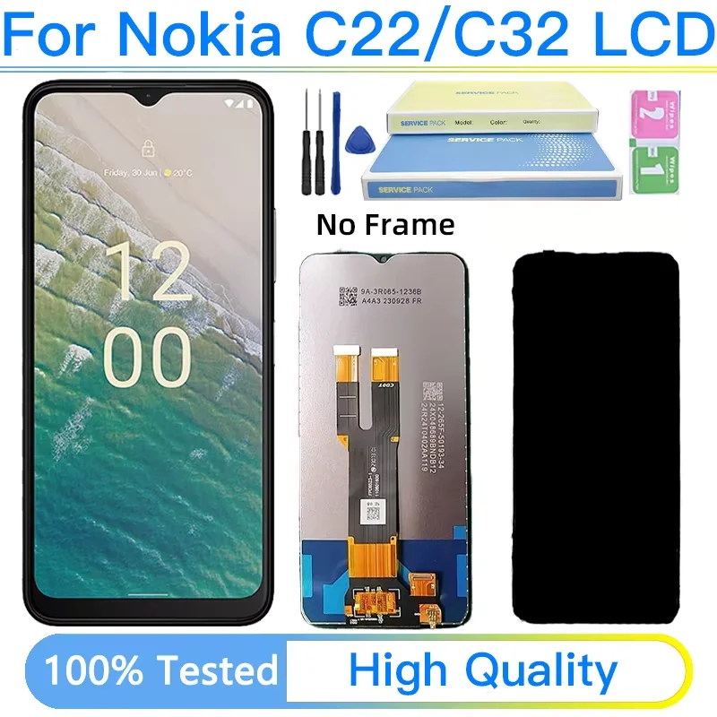 Pantalla táctil de 6,5 pulgadas de calidad AAA+ para Nokia C22, conjunto de panel digitalizador para Nokia C32, piezas de repuesto para reparación de pantalla