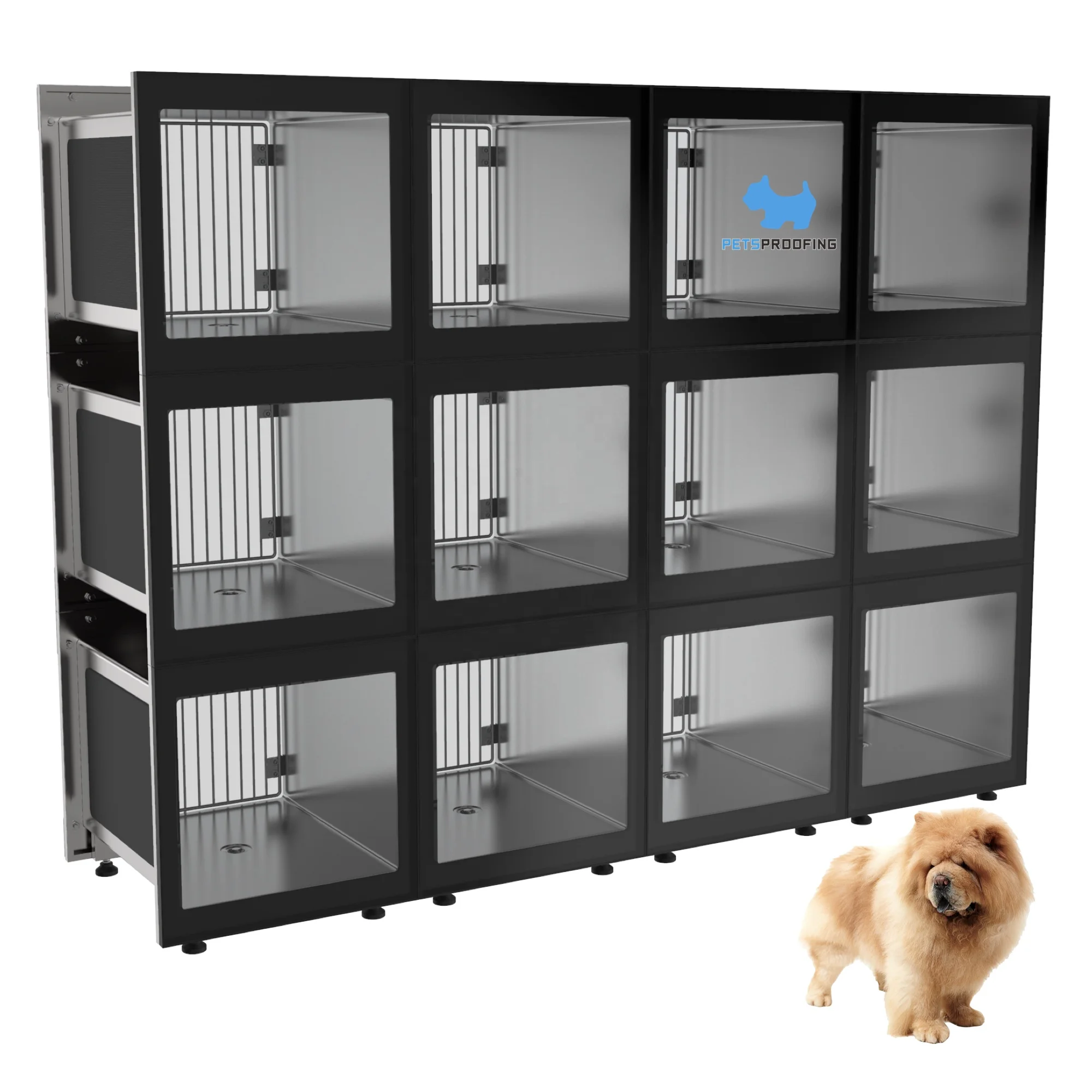 

Petsproofing High Quality multifunction Medical Hospital Clinic Metal Animal Indoor Feeder Dog Vet Pet cage For Sale