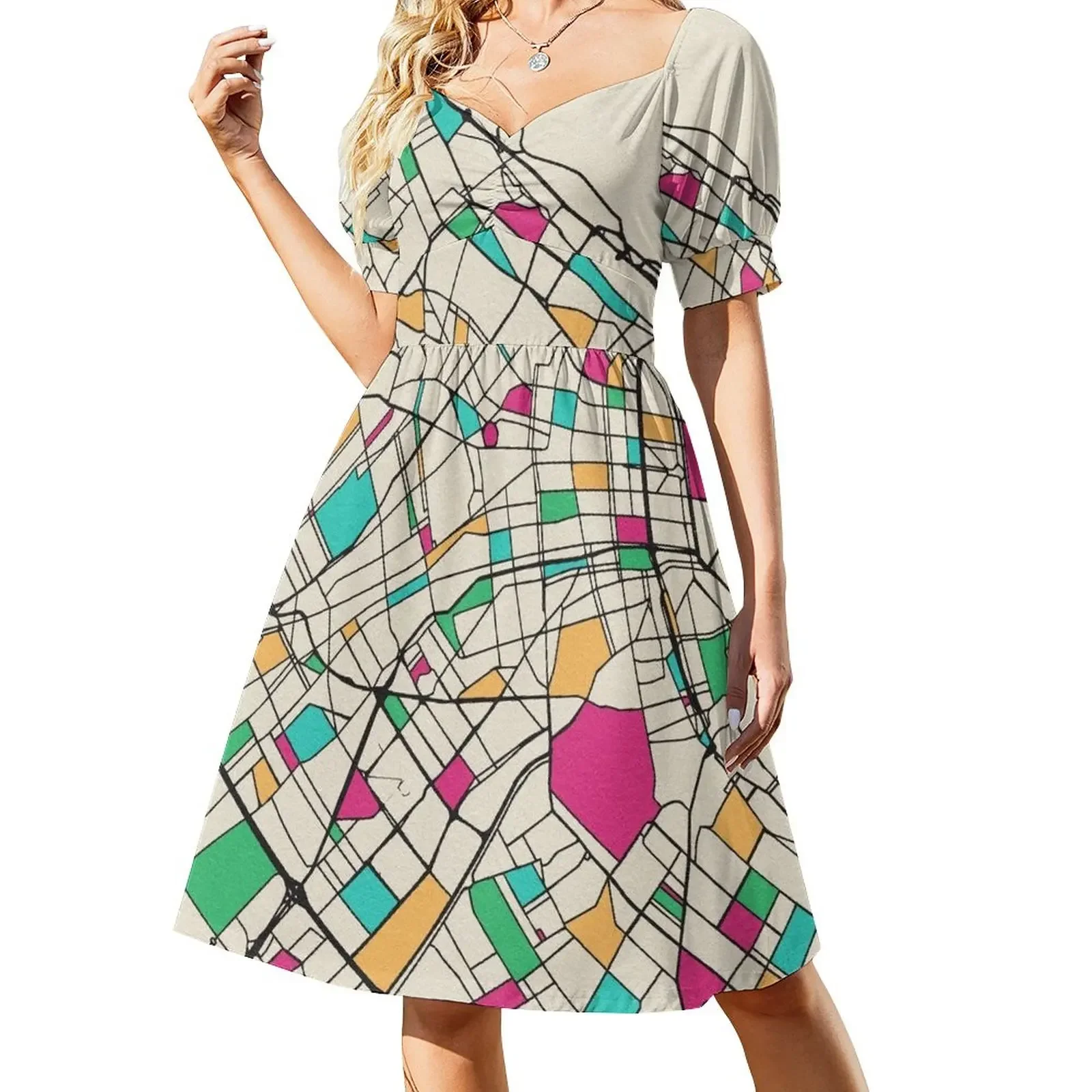 

Buenos Aires, Argentina Street Map Short-Sleeved Dress Prom gown long sleeve dresses