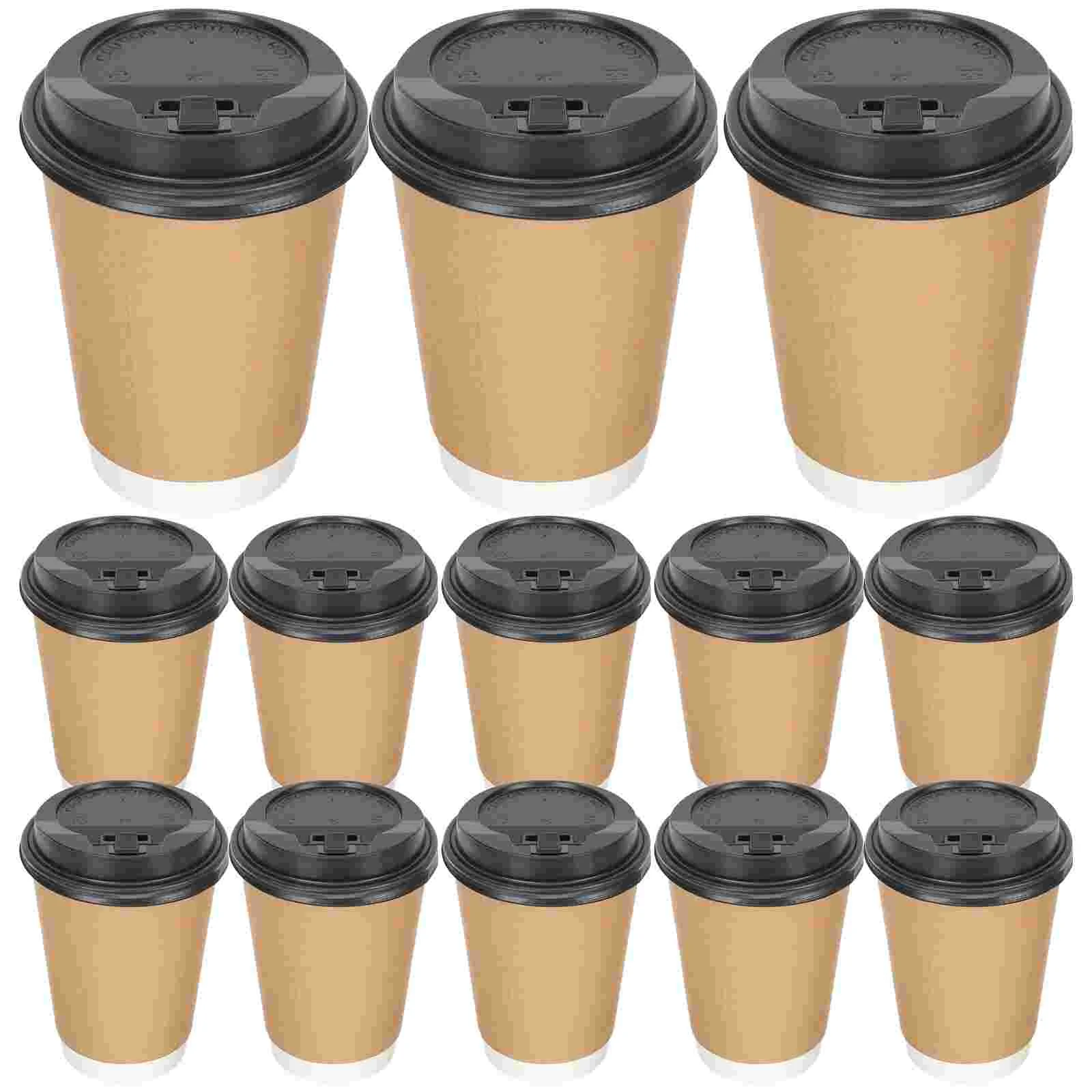 50 Pcs Cup with Disposable Lid Coffee Cups Party 1000 Paper Household Beverage Milk Tea Drink Hot Plastic