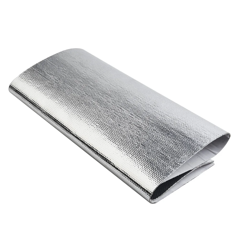 Car Exhaust Heat Shield Barrier Aluminum Fiberglass W/ Adhesive Layer 12 X 24inches Heat Wrap Tape Thermal Protection For Car