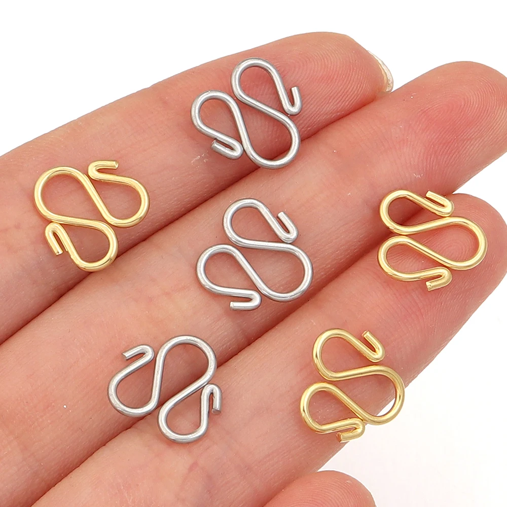 10/20 قطعة الفولاذ المقاوم للصدأ ث شكل نهاية المشابك السنانير قلادة سوار المشابك موصلات DIY بها بنفسك مستلزمات صناعة المجوهرات بالجملة #6