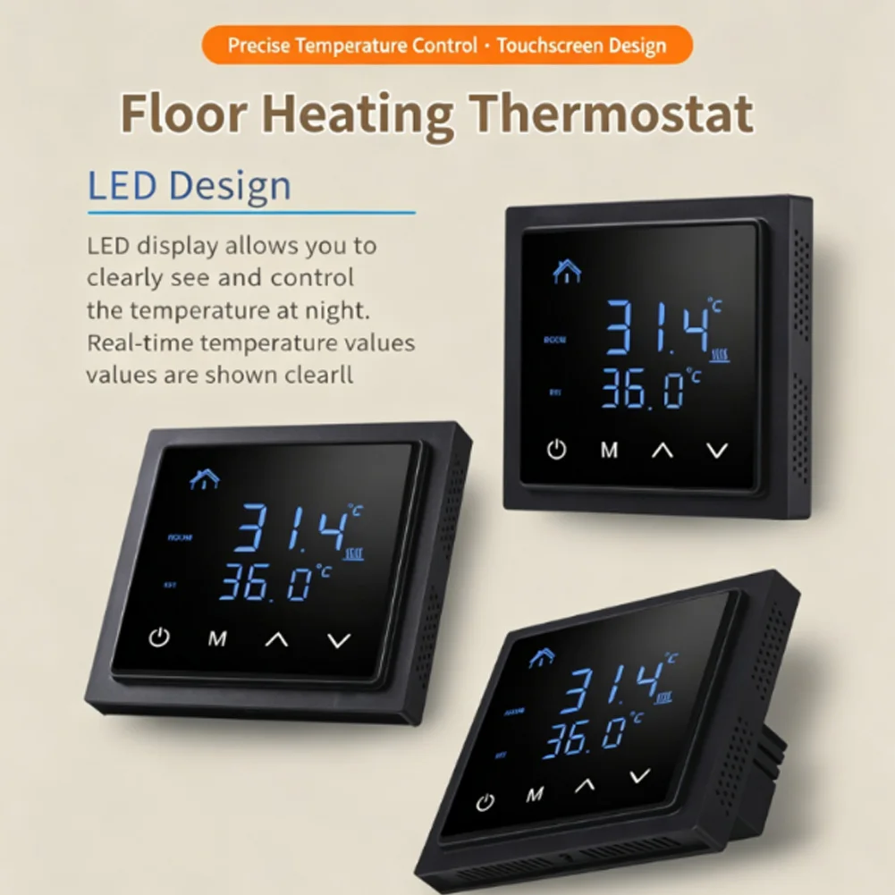 MH1828A for Smart Thermostat for Home Floor Heating Systems Wall Mounted Design 0. Accuracy LED Display Easy Installation