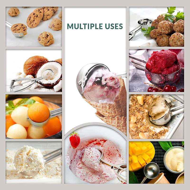 Stainless Steel Ice Cream Scoop Digging Spoon With Spring Handle Ice Cube Mold Fruit Scoop Ice Tray Mold Kitchen Accessories