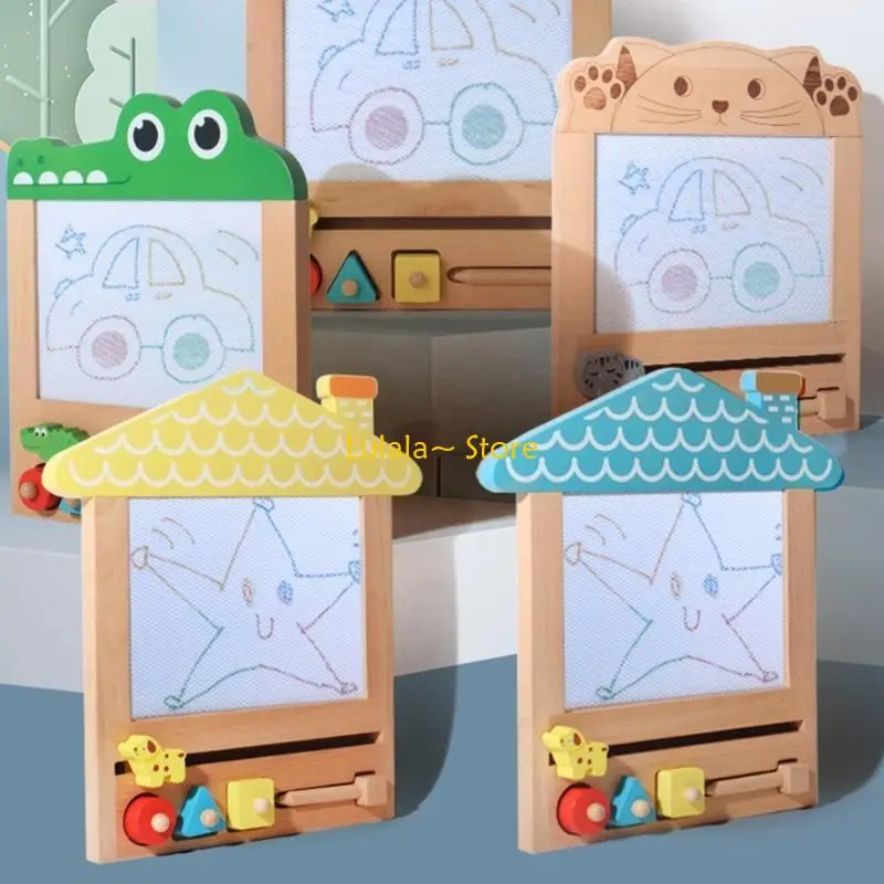 Y4QA planche à dessin en bois pour enfants, jouet Graffiti, planche magnétique, jouet d'activité maternelle
