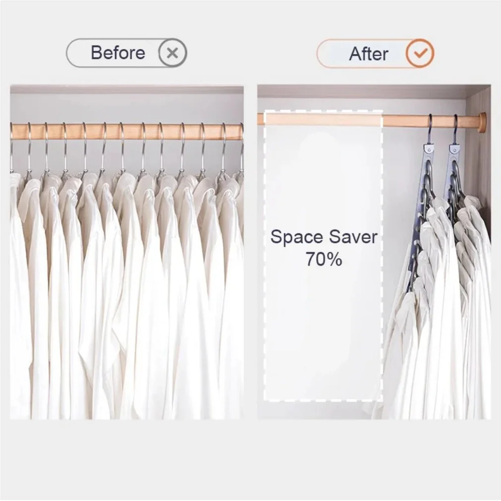 6/8 Holes Storage Rack for Clothes Hanger Organizer Foldable Rotatable Metal Hangers Storage Rack Wardrobe Space Saver Hook