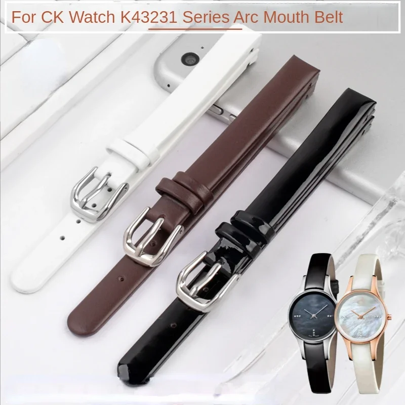 For CK K43231 K43232 K43235 K43236 Genuine Leather Watch Strap Waterproof Sweat-Proof Soft Comfortable Women Arc Mouth Watchband