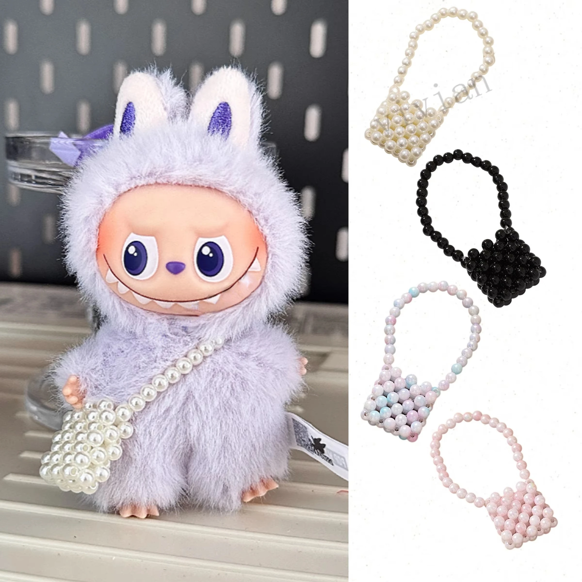 

For 10cm Labubu 4.0 The Monsters Heart Code Series Mini Labubu Clothing Accessories Imitation Pearl Shoulder Bag / Handbag