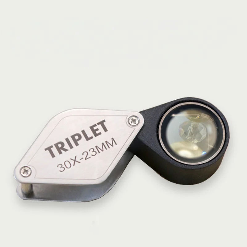 Double-Layer Lens Cultural Relic Identification Magnifying Glass Wire Drawing Process Portable Jewelry High-Power Loupe