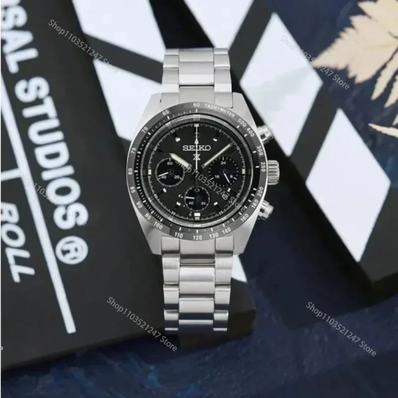 Original Seiko SSC813P1 Panda Three Eyes Series Men Watches Top Brand Needle Dial Calendar Popularity Stainless Steel Watch
