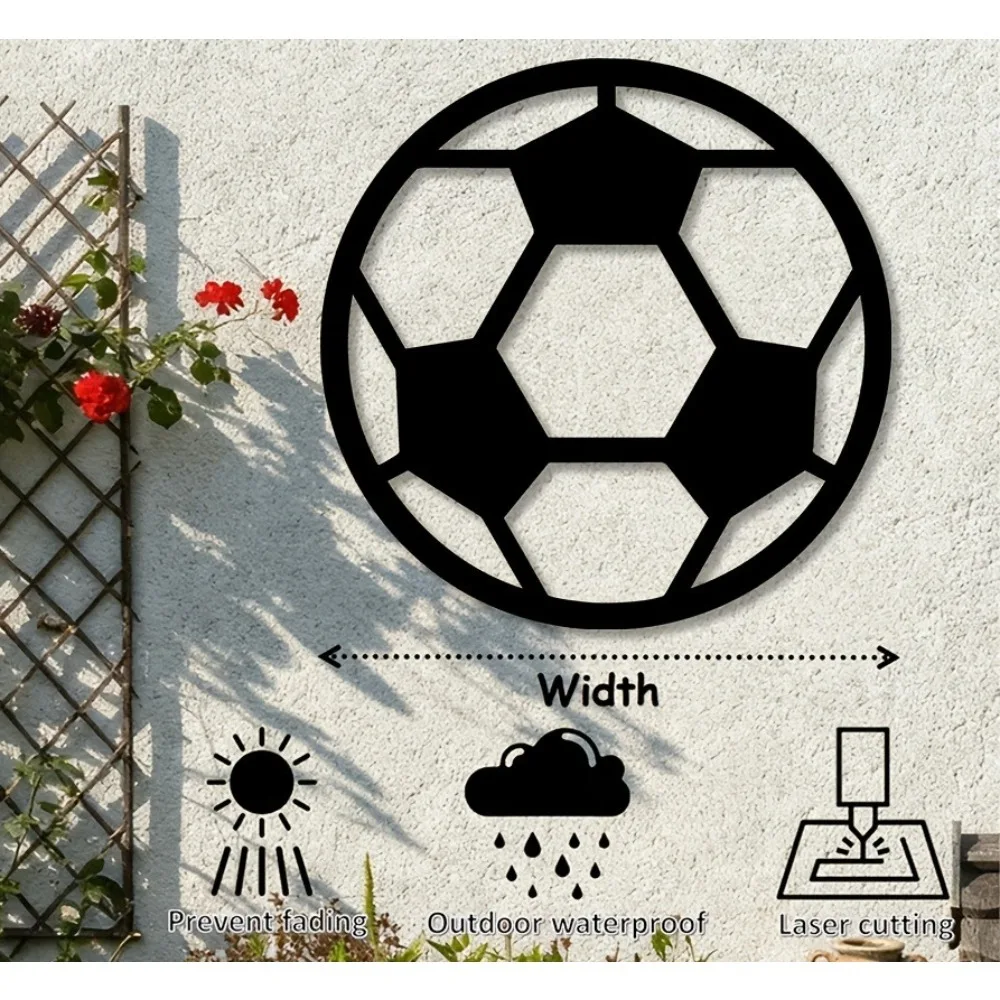 Brand 2D Soccer Goal Iron Metal Wall Art, Modern Sculpture Decor for Game Room & Home