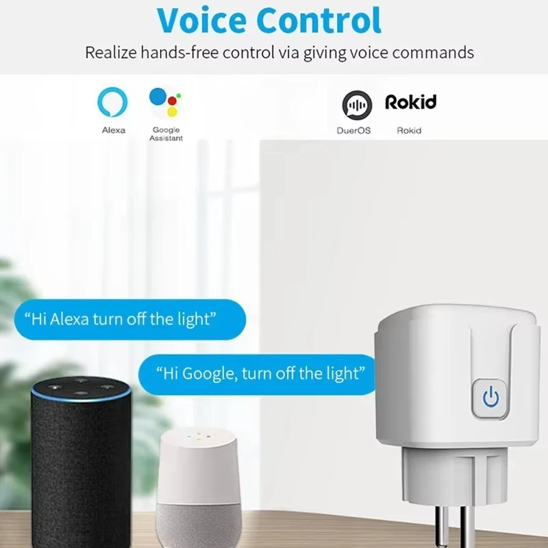 TUYA enchufe inteligente WiFi EU 16A/20A con Monitor de potencia función de sincronización Control de voz funciona con Alexa GoogleHome