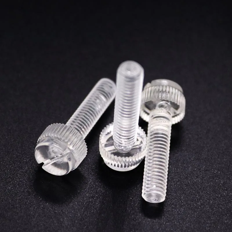 10X M3 M4 M5 M6 M8 Acrylic Clear Transparent Plastic Knurl Slotted Head Adjust Toolless Thumbscrew Hand Tighten Thumb Bolt Screw
