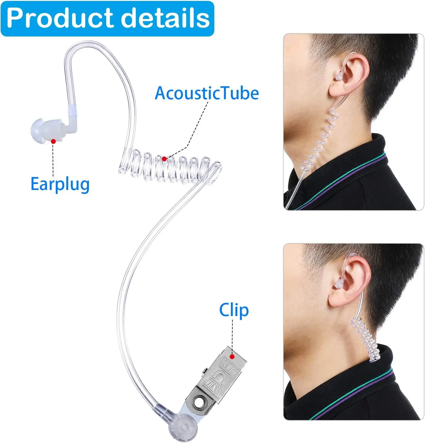PESENAR  4 Pieces Playing Cosplay Toy Includes Earpiece Earplugs Acoustic Tube Headset And Sunglasses Ring Bearer Security image 3