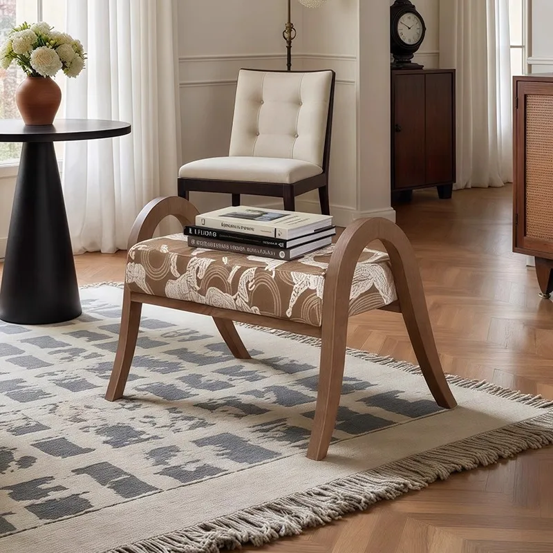 Living room home embroidery shoe changing stool leisure door footstool