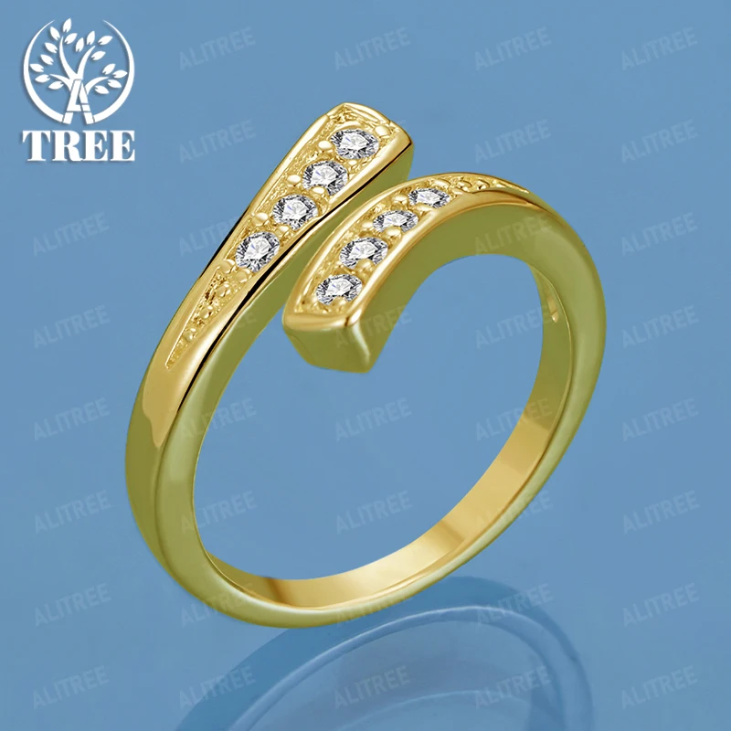 

New AAA Zircon 18k Gold Geometric Ring Women Party Wedding Fashion Design Jewelry Classic Luxury High Quality Christmas Gift