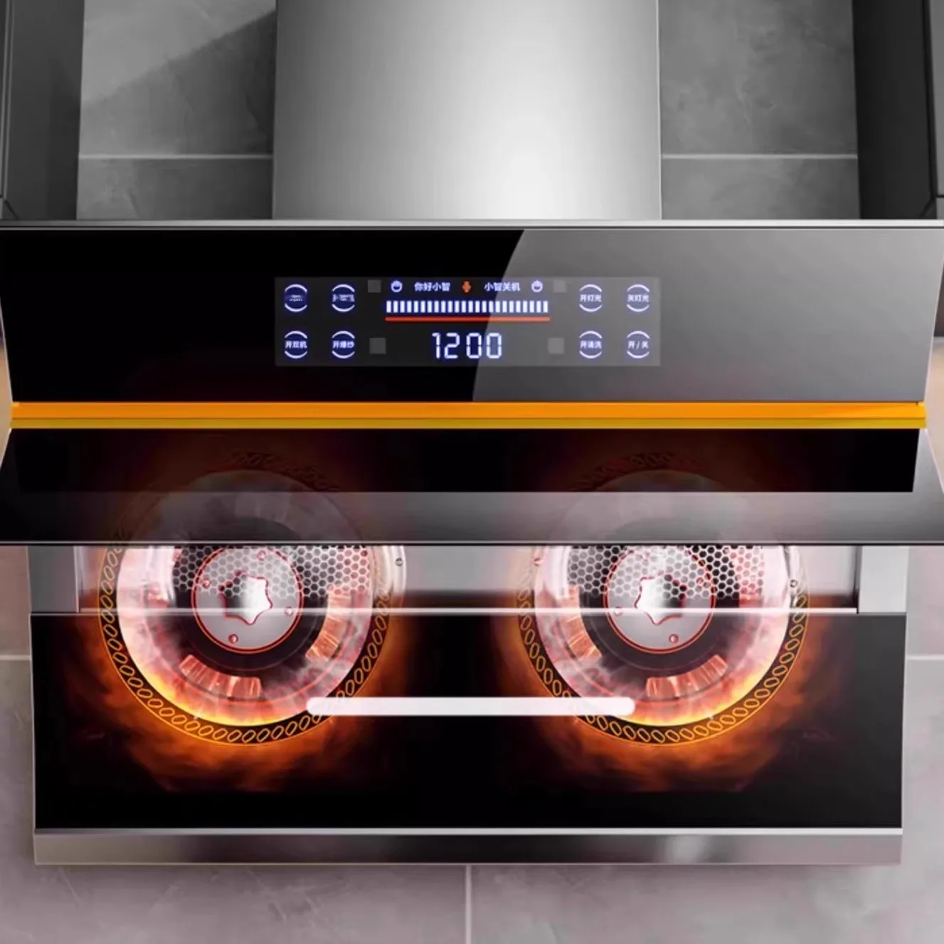 Household Rental Apartment Kitchen Tempered Glass Touch-Based Side-Suction Dual-Motor High-Suction Range Hood