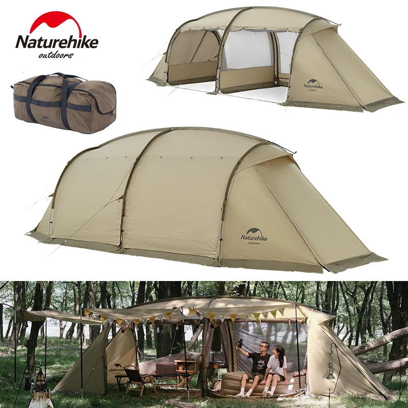 Naturehike Tunnel Tent ARIES Outdoor Large UPF50+ With Snow Skirt 4-6 Person Travel Camping Waterproof 4 Seasons Glamping Tent