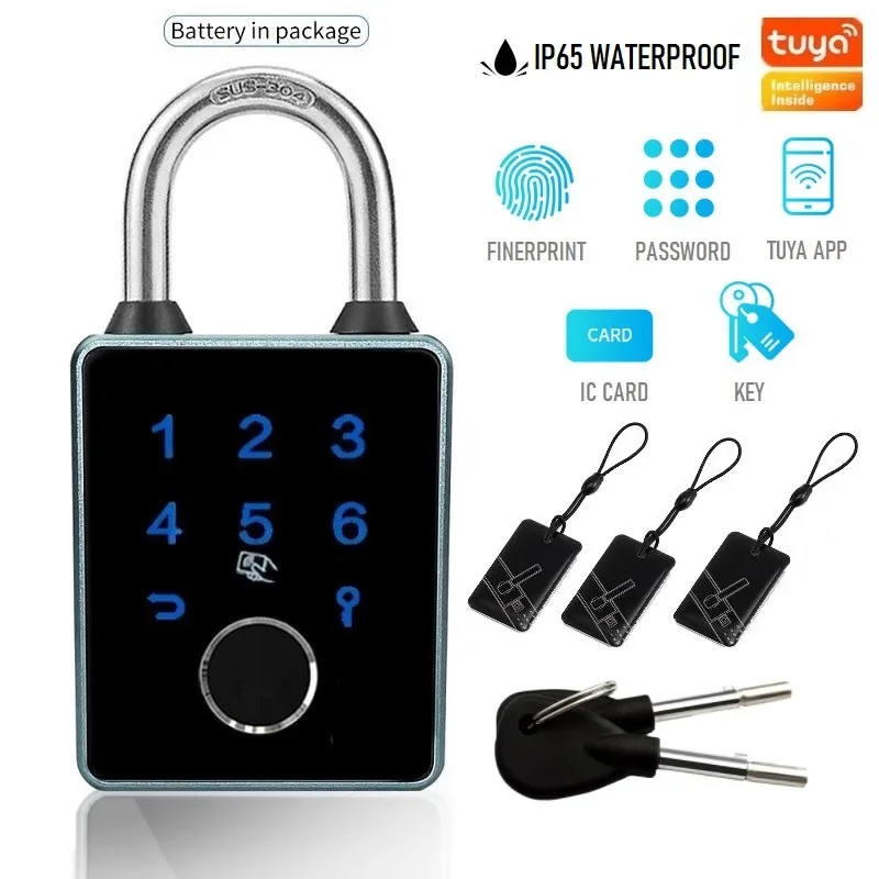 Tuya/TTlock Smart Fingerprint Password Padlock APP Card NFC Key Unlock Door Locks Anti Theft and IP65 Waterproof Electronic Lock