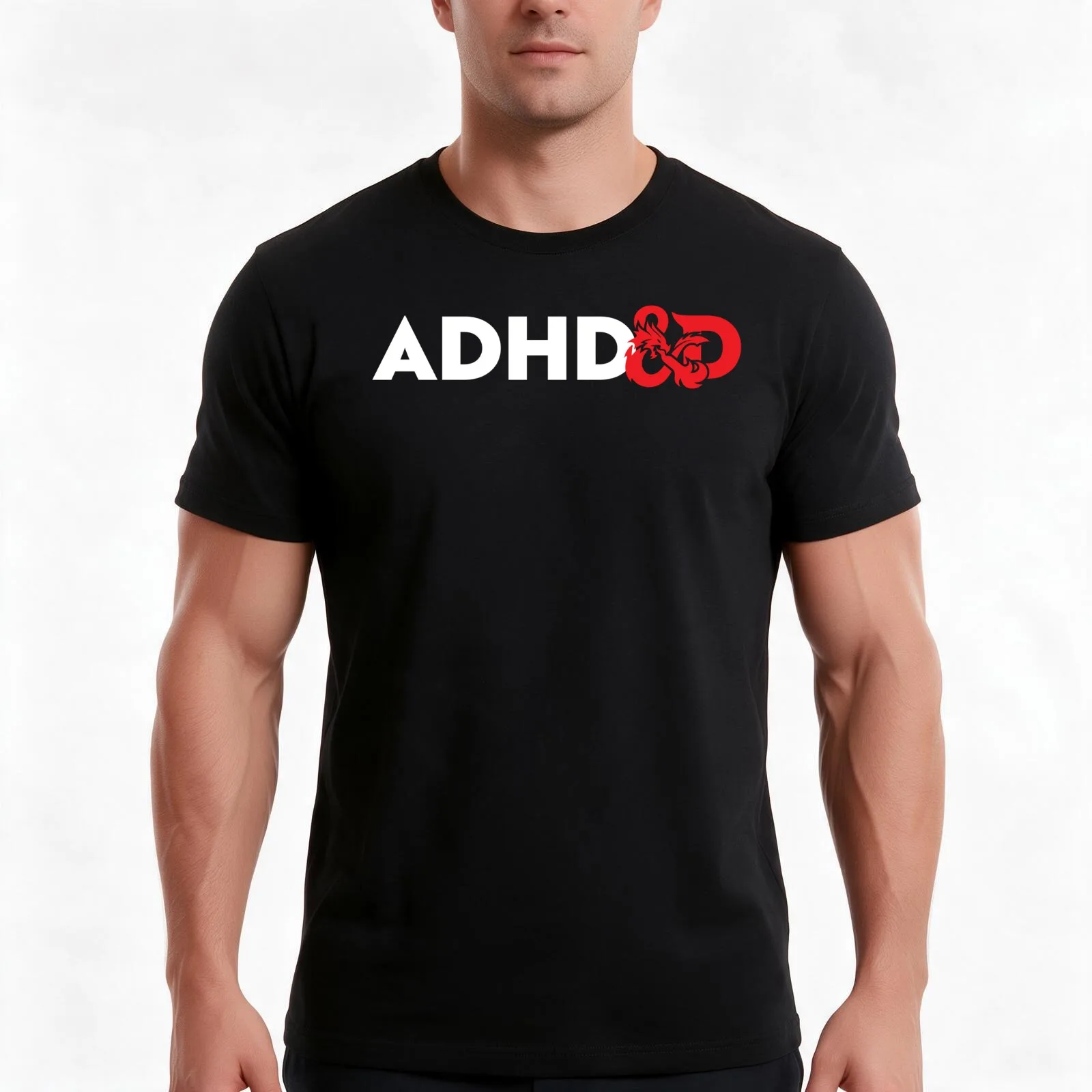 ADHD&D Logo T-Shirt Summer Casual Cotton Tee Oversized Streetwear Tops Vintage Graphic Print Loose Fit Short Sleeve
