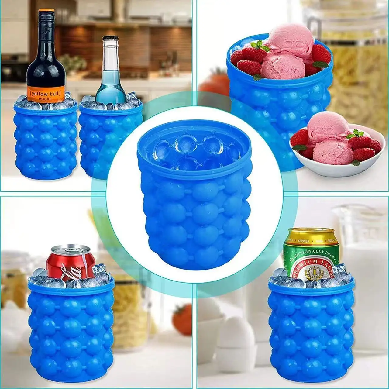 The Original Ice Cube Maker| Holds Up to 180 Ice Cubes | Silicon Bucket | Perfect for Indoor/Outdoor Use | Bottled Beverage Cool