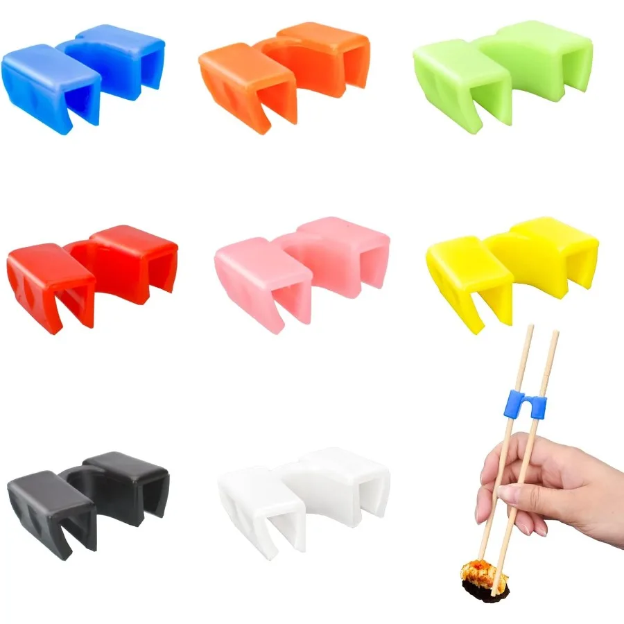 

AccEncyc многоразовые палочки для еды, 8 пар тренировочных шарниров, разъем, многоцветный для взрослых, начинающих, тренировок или обучения