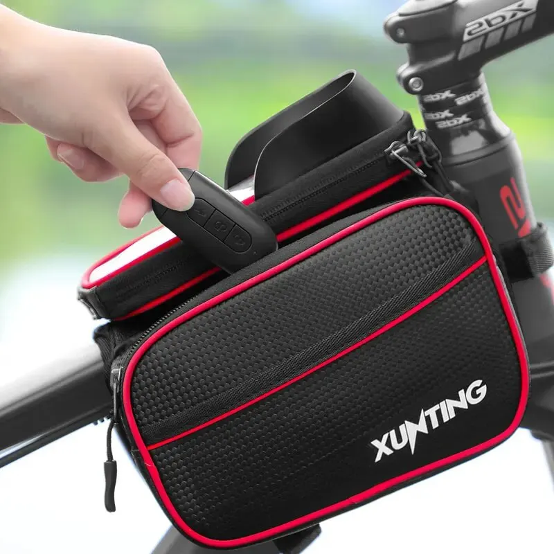 Xunting Bicycle Pannier Top Front Tube Frame Bag Waterproof MTB Road Bike Storage 6.0 Inches Phone Case Cycling Bag Touch Screen