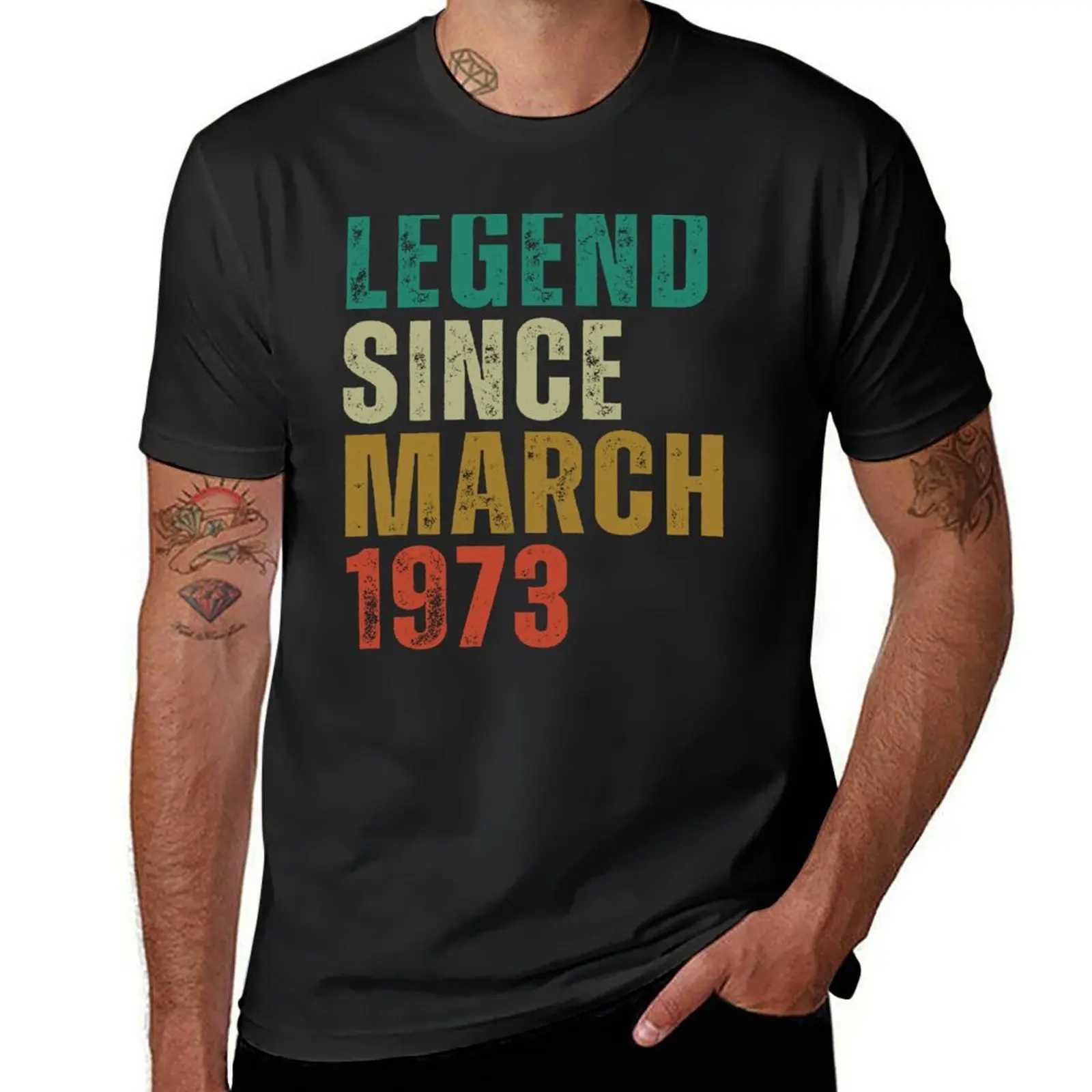 Legend Since March 1973 Awesome Retro Vintage Birthday Years Old Gift T-Shirt street wear mens fashion