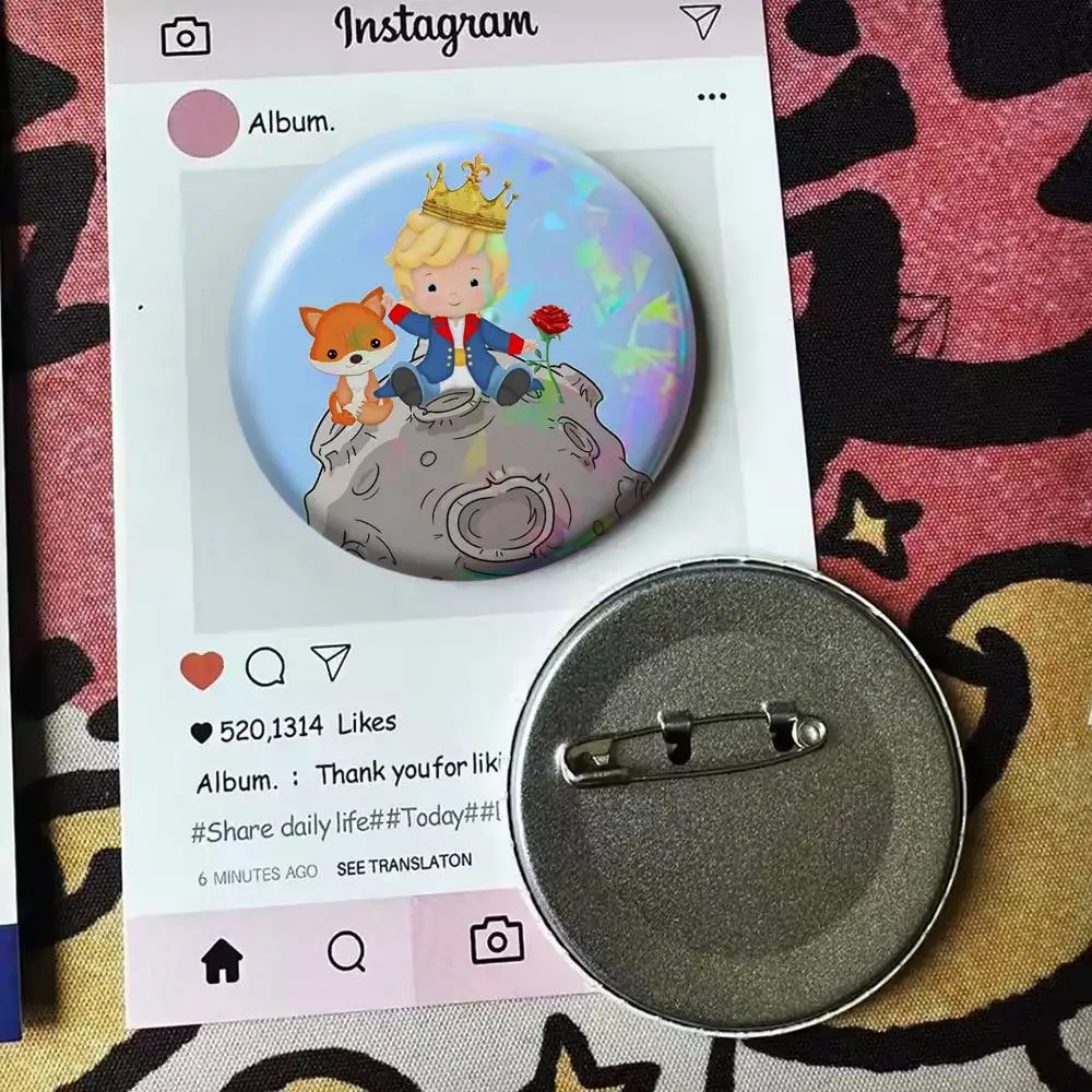 Classic L-Little P-Prince-p Laser Badge Creative Pins Brooch for Bag Clothes Hat Decor Gifts Fans Collect view 5