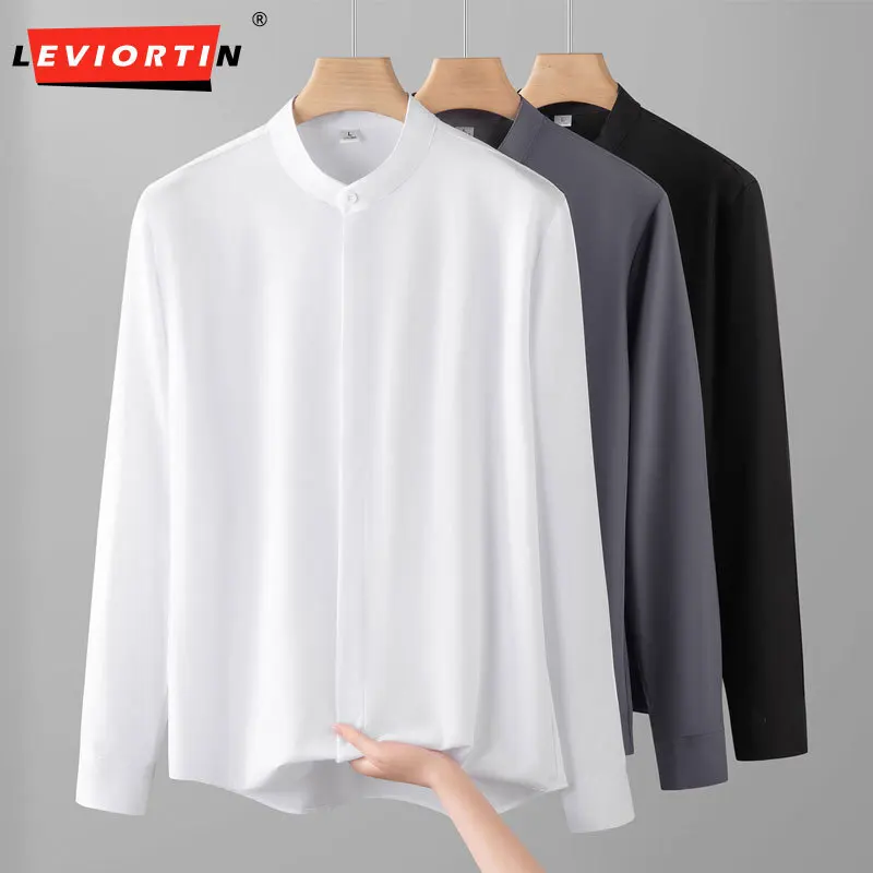 

Мужская японская уличная рубашка большого размера из ледяного шелка без морщин, тонкая деловая повседневная белая рубашка с длинными рукавами в городском стиле