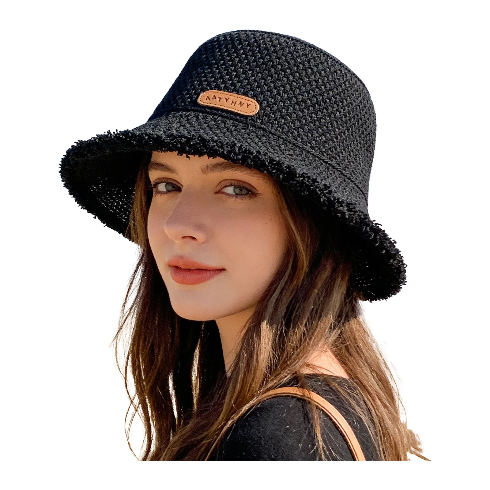 

Women Raw Edge Hem Sun Hat Sun-protection Cap Spring Summer Beach Fisherman's Cap for Casual Outings Travel Vacation Bucket Hats