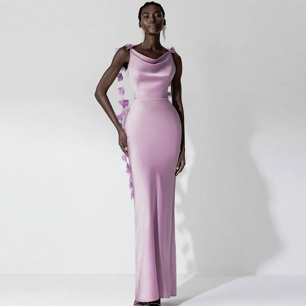 

Elegant Mermaid 2026 Evening Dress Customized Crew Neck Ankle Length Party Dresses Modern Flowers Backless Celebrity Gowns