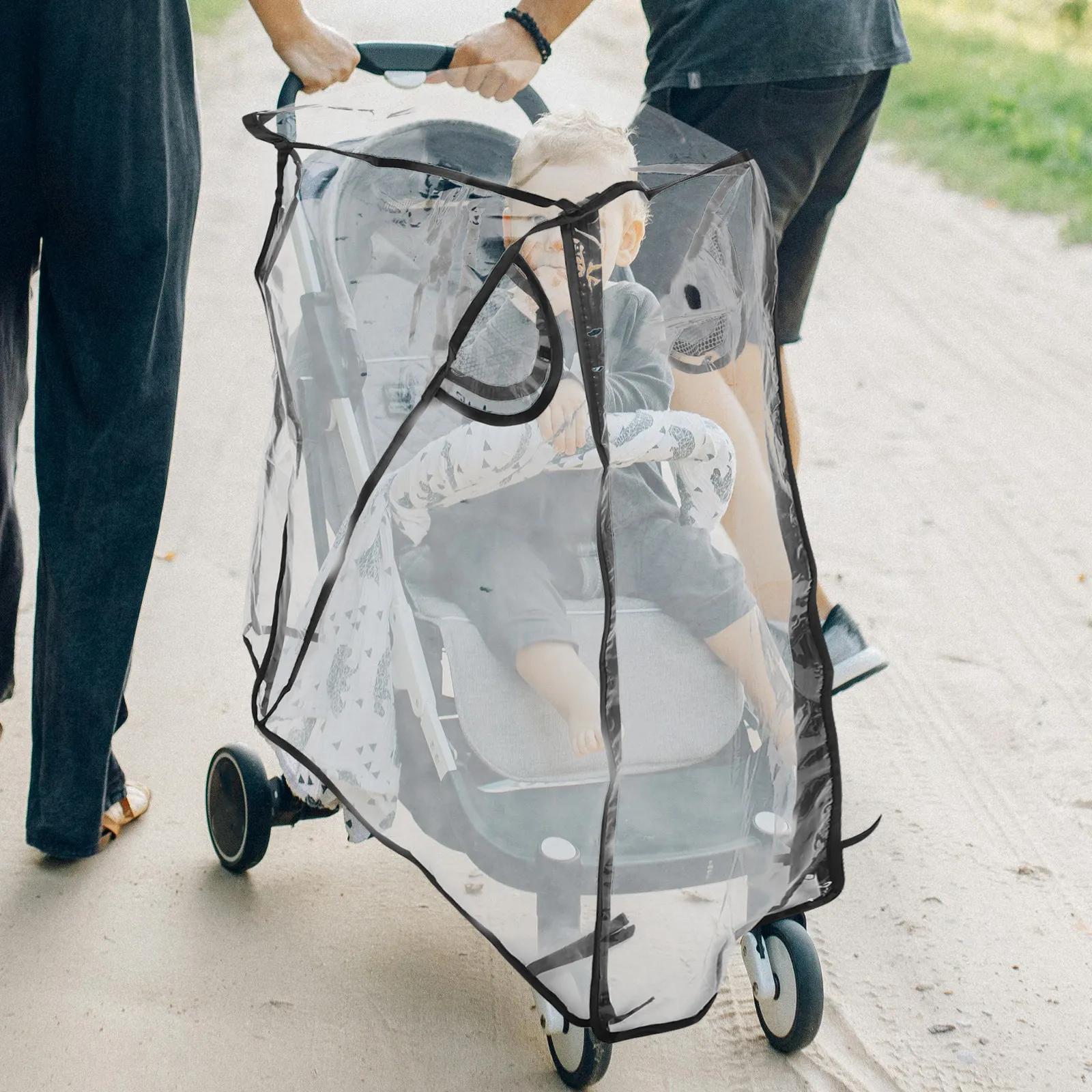 Baby Stroller Windproof Rain Cover Universal Transparent Waterproof Protective Cover Outdoor Use Stroller Rain Covers