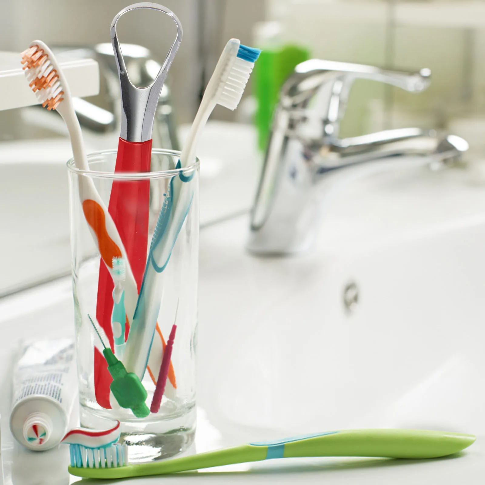 Limpador de língua de aço inoxidável, 2 peças, raspador portátil para adultos e crianças, piercing de gel doméstico, escova de dentes para bebês