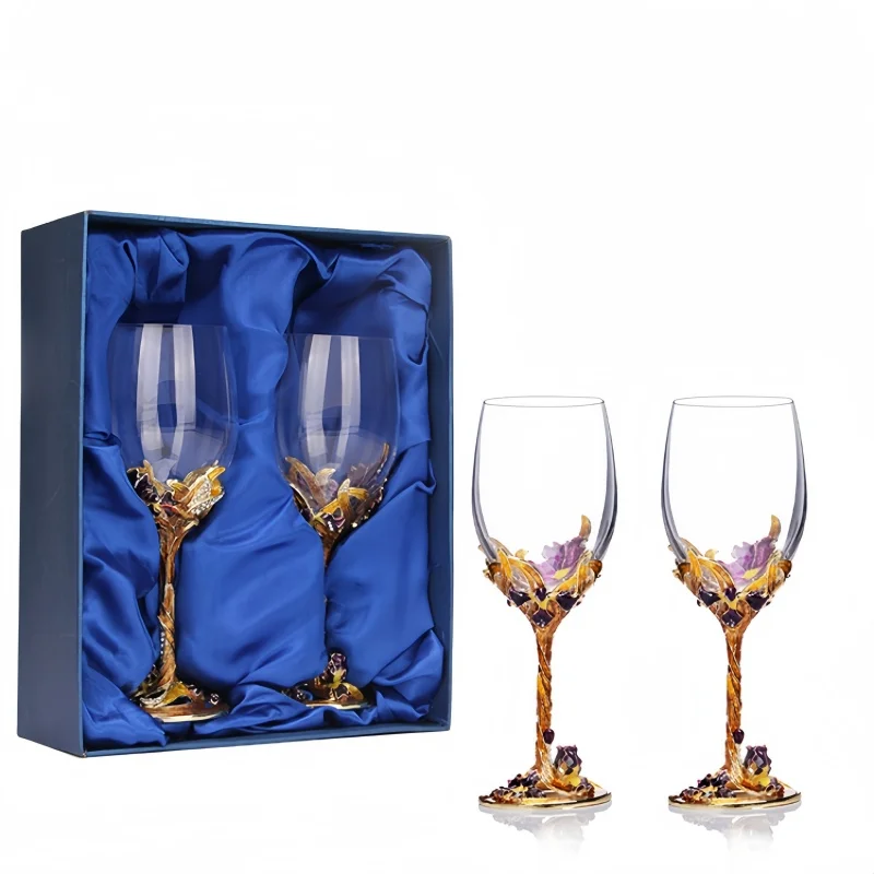 Creative Enamel Iris Glass Cup Unique Mug Champagne Flutes Crystalline Party Gift Toasting Glass Goblet Crystal Anniversary