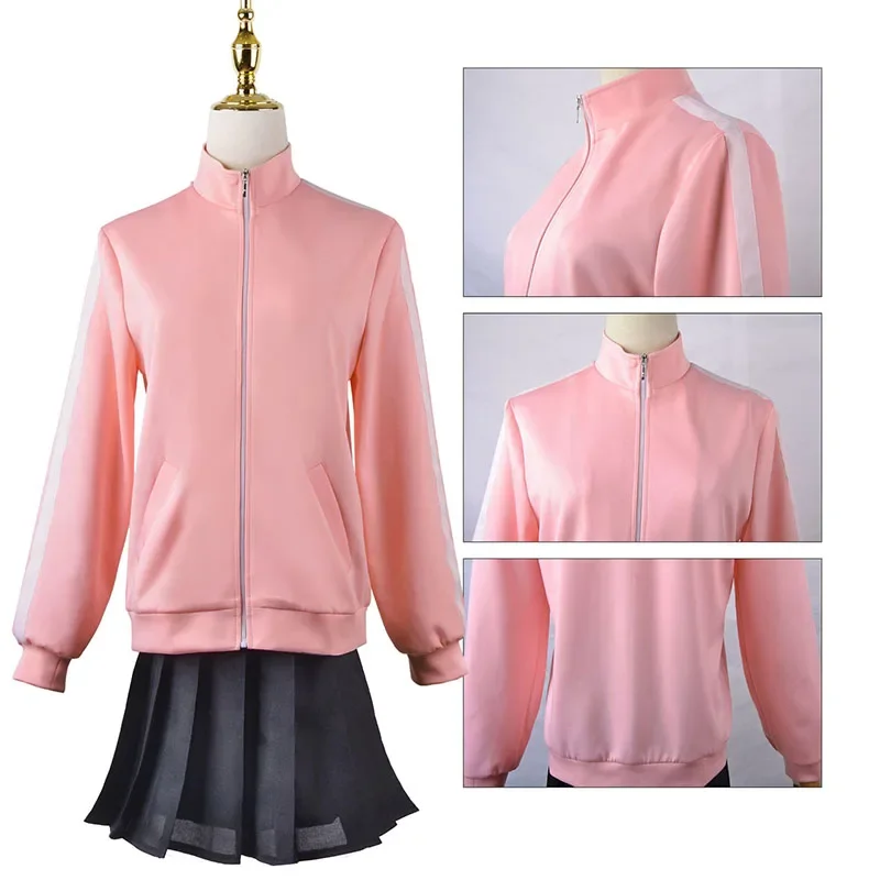 أنيمي غوتو هيتوري تأثيري حلي ، بوكشي الصخور المدرسة الثانوية JK موحدة ، التنورات ، شعر مستعار وردي